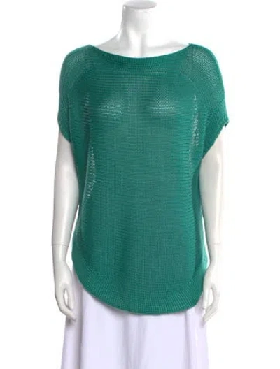 Pre-owned Loro Piana Linen Bateau Neckline Sweater In Green