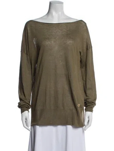 Pre-owned Loro Piana Linen Bateau Neckline Sweater In Green