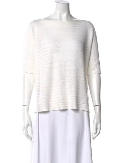 Pre-owned Loro Piana Linen Bateau Neckline Top In Neutrals