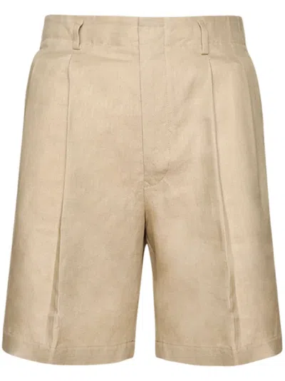 Loro Piana Linen Bermuda Shorts In Neutral