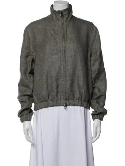Pre-owned Loro Piana Linen Bomber Jacket In Green