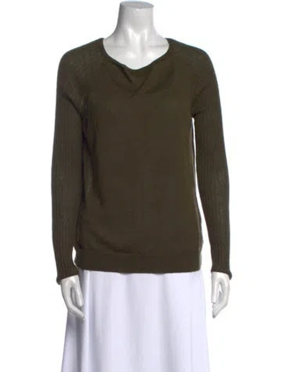 Pre-owned Loro Piana Linen Cowl Neck Sweater In Green