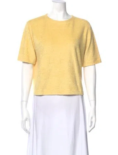Pre-owned Loro Piana Linen Crew Neck T-shirt In Yellow