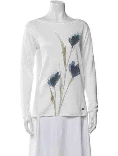Pre-owned Loro Piana Linen Floral Print Sweater In Neutrals