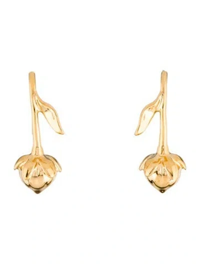 Pre-owned Loro Piana Linen Flower Bud Drop Earrings In Multi