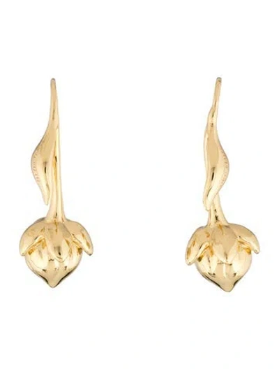 Pre-owned Loro Piana Linen Flower Bud Drop Earrings In Multicolor