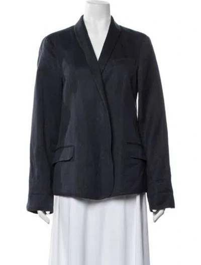 Pre-owned Loro Piana Linen Flower Linen Blazer In Blue