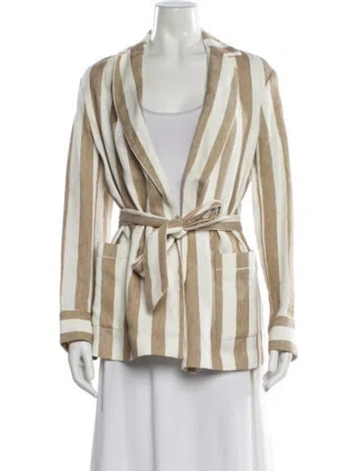 Pre-owned Loro Piana Linen Flower Linen Blazer In Neutral