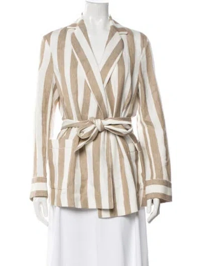 Pre-owned Loro Piana Linen Flower Linen Blazer In Neutral