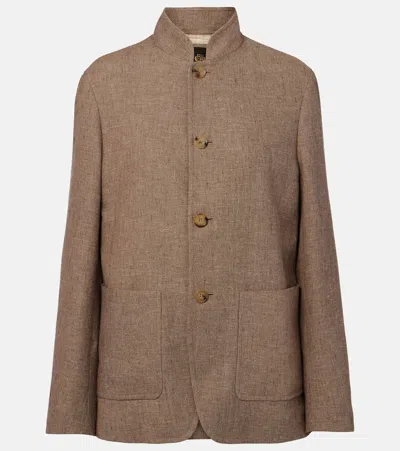 Loro Piana Linen Jacket In Brown