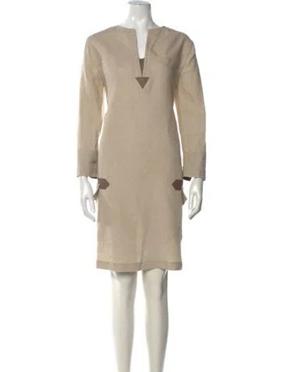 Pre-owned Loro Piana Linen Knee-length Dress In Neutral