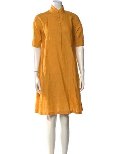 Pre-owned Loro Piana Linen Knee-length Dress In Yellow