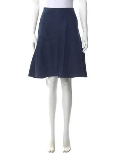 Pre-owned Loro Piana Linen Knee-length Skirt In Blue