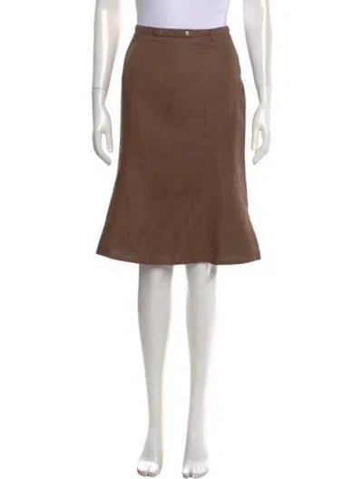 Pre-owned Loro Piana Linen Knee-length Skirt In Brown