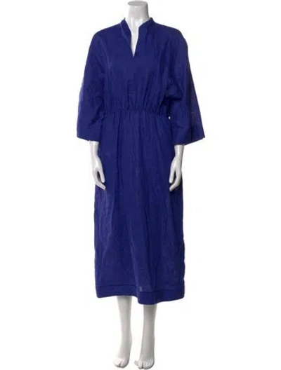 Pre-owned Loro Piana Linen Long Dress In Blue