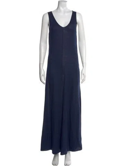 Pre-owned Loro Piana Linen Long Dress In Blue