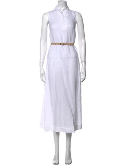 Pre-owned Loro Piana Linen Long Dress In White