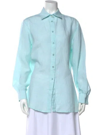 Pre-owned Loro Piana Linen Long Sleeve Button-up Top In White