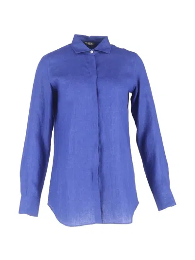 Pre-owned Loro Piana Linen Long-sleeve Shirt In Blue