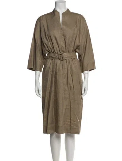 Pre-owned Loro Piana Linen Midi Length Dress In Green