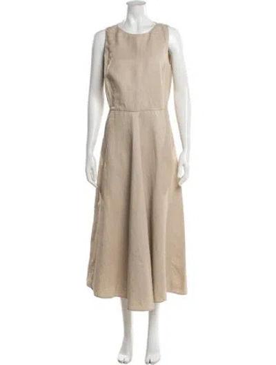 Pre-owned Loro Piana Linen Midi Length Dress In Neutrals