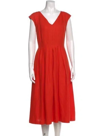 Pre-owned Loro Piana Linen Midi Length Dress In Orange