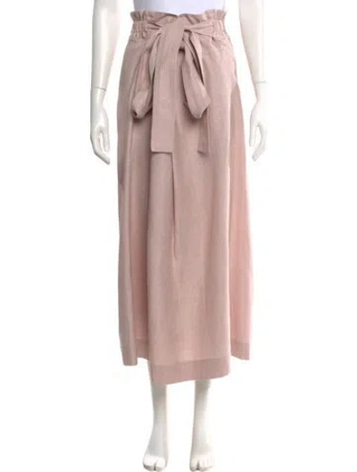 Pre-owned Loro Piana Linen Midi Length Skirt In Pink