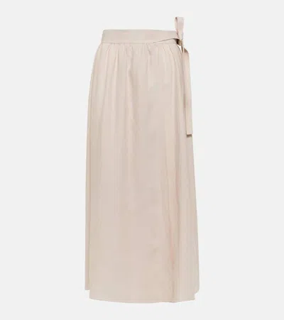 Loro Piana Linen Midi Skirt In White