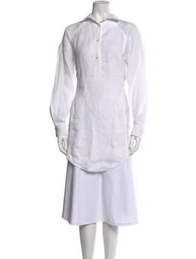 Pre-owned Loro Piana Linen Mini Dress In White