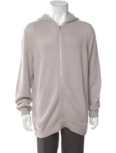 Pre-owned Loro Piana Linen Mock Neck Cardigan In Gray