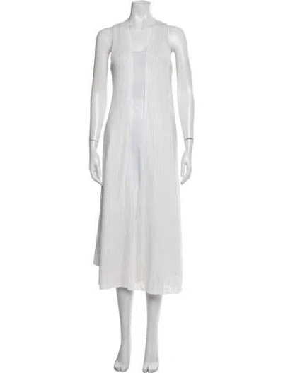 Pre-owned Loro Piana Linen Open Front Sweater In White