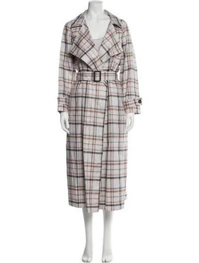 Pre-owned Loro Piana Linen Plaid Print Trench Coat In Multi