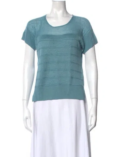 Pre-owned Loro Piana Linen Scoop Neck Sweater In Blue