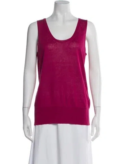 Pre-owned Loro Piana Linen Scoop Neck Sweater In Pink