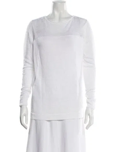 Pre-owned Loro Piana Linen Scoop Neck Sweater In White