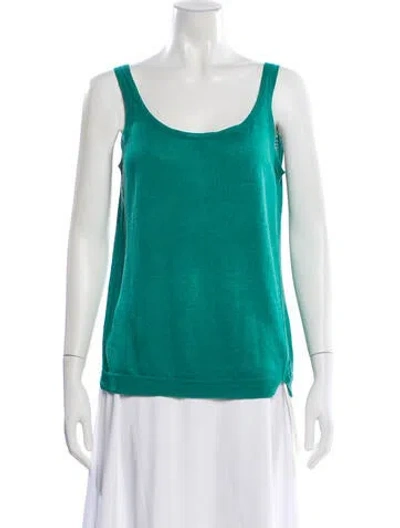 Pre-owned Loro Piana Linen Scoop Neck Top In Blue