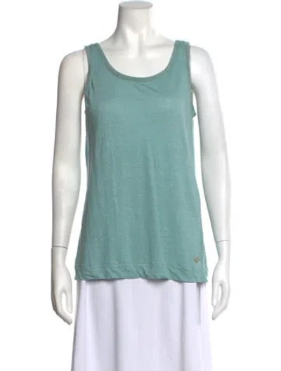 Pre-owned Loro Piana Linen Scoop Neck Top In Blue