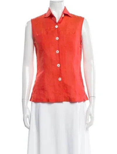 Pre-owned Loro Piana Linen Sleeveless Button-up Top In Pink