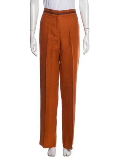 Pre-owned Loro Piana Linen Straight Leg Pants In Orange