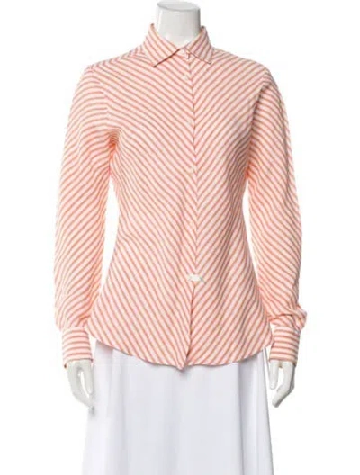 Pre-owned Loro Piana Linen Striped Button-up Top In Pink