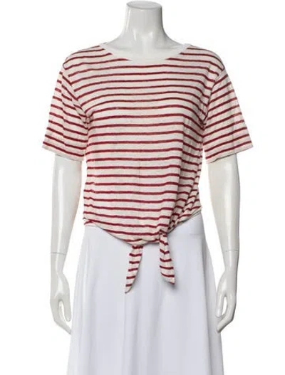 Pre-owned Loro Piana Linen Striped Crop Top In Red