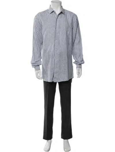 Pre-owned Loro Piana Linen Striped Shirt In Blue