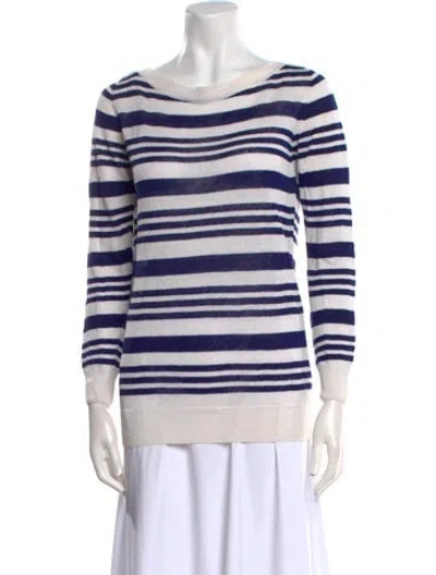 Pre-owned Loro Piana Linen Striped Sweater In Blue