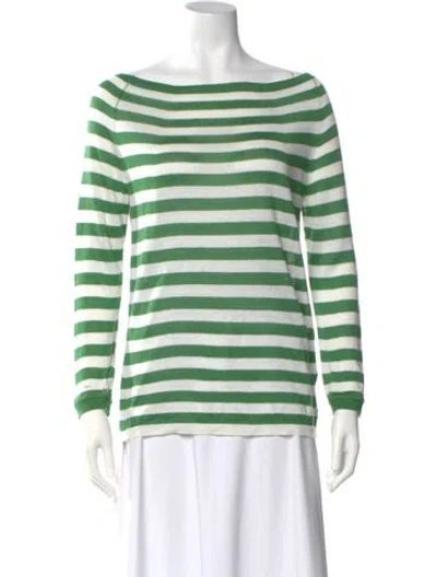 Pre-owned Loro Piana Linen Striped Sweater In Green