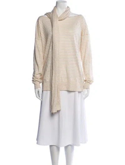 Pre-owned Loro Piana Linen Striped Sweater In Neutral