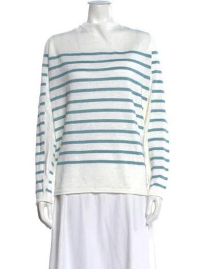 Pre-owned Loro Piana Linen Striped Sweater In White
