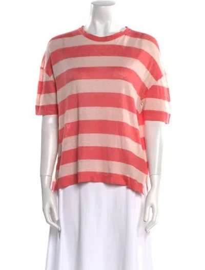Pre-owned Loro Piana Linen Striped T-shirt In Red