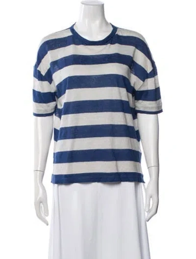 Pre-owned Loro Piana Linen Striped T-shirt In White