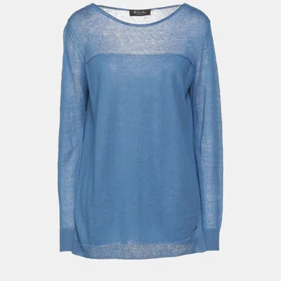 Pre-owned Loro Piana Linen Sweater 36 In Blue