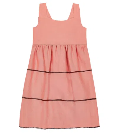 Loro Piana Kids' Linen Tiered Dress In Grapefruit Jelly/ Li